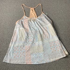 Ink + Ivy Womens‎ Tank Top Size Large White/Orange Floral Sleeveless Racerback